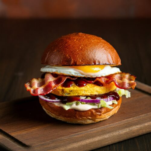 Bacon and Egg Roll Burger